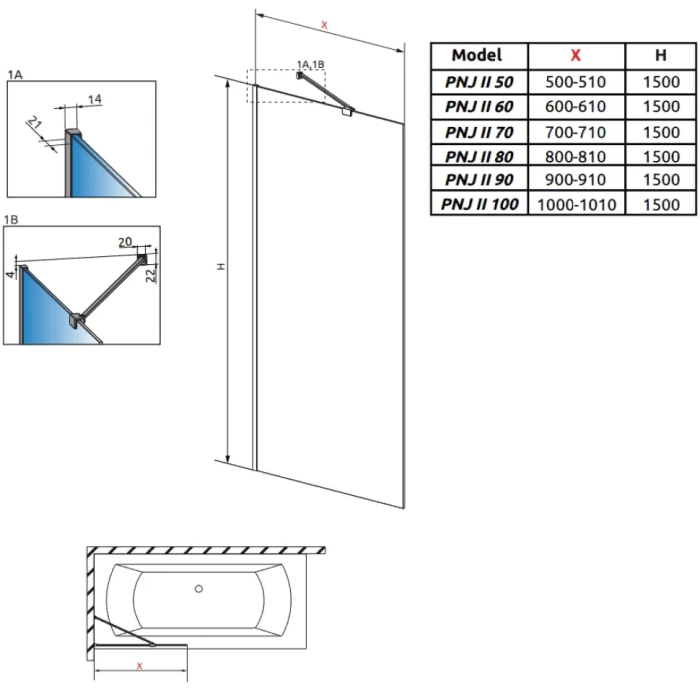 Radaway шторка на ванну gold pnj ii, Modo New - 10006080-09-01