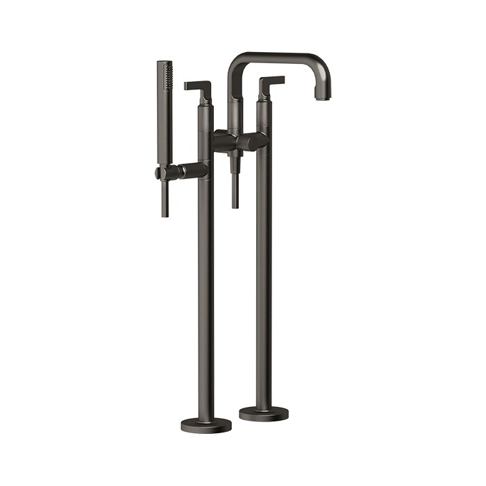 Gessi Напольный смеситель для ванны с ручным душем, Inciso, 58029#707 цвет: black metal brushed pvd