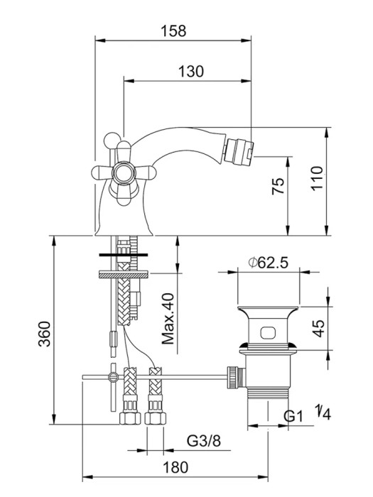 Смеситель для биде, Huber Croisette, хром арт. CS00155221
