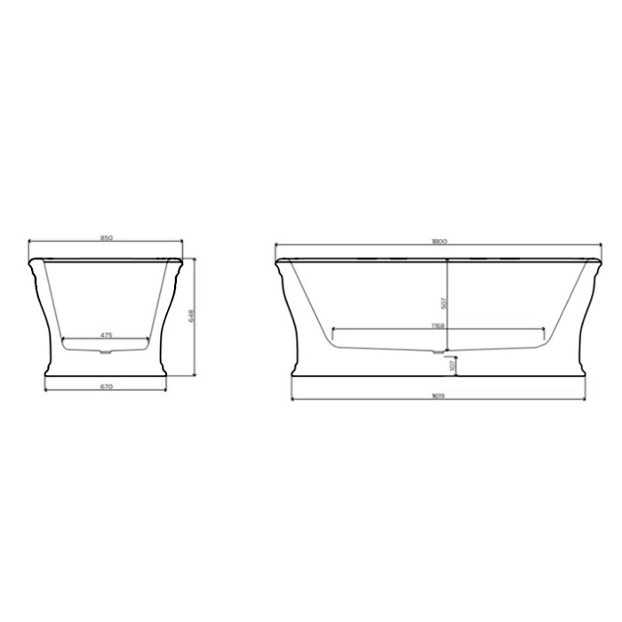 Ванна 180х85хh65 см отдельностоящая, серый глянцевый, Art Ceram Civitas арт. CIW001 34 00