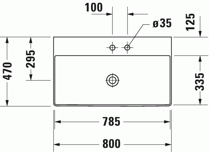 Duravit раковина подвесная с тремя отверстиями под смеситель, без перелива, durasquare, 2353800044 цвет: белый