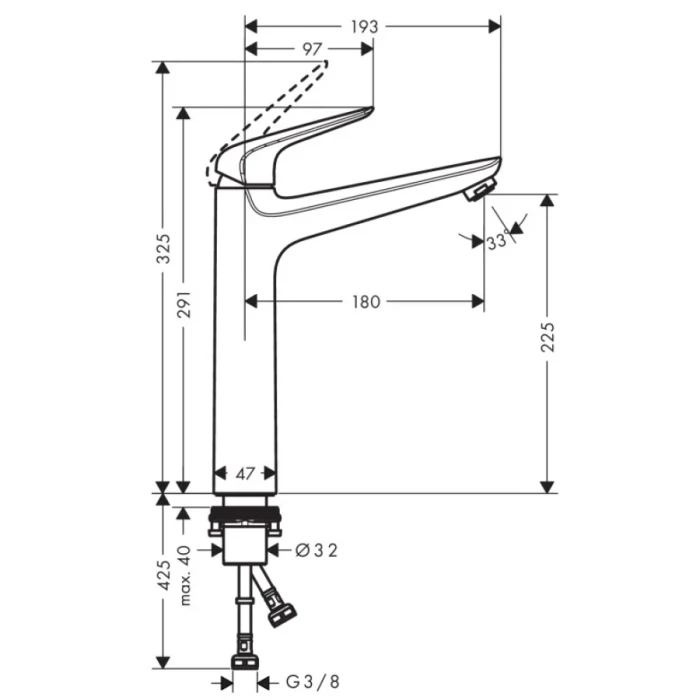 Hansgrohe смеситель для раковины без донного клапана, Novus, хром арт. 71124000