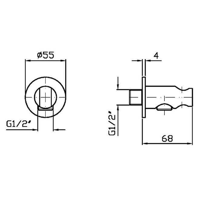 Zucchetti шланговое подсоединение со встроенным держателем ручной лейки, duplex, матовая нержавеющая сталь арт. z93793.x