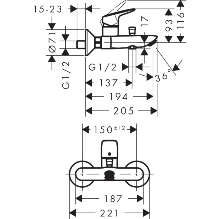 Hansgrohe смеситель для ванны, Logis, черный арт. 71400670