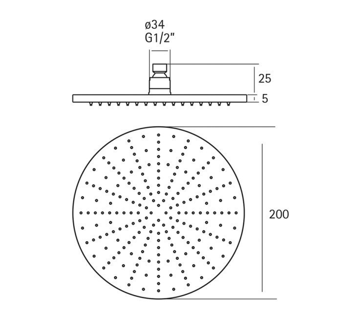 Cisal верхний душ d200 мм ds016430d1 xion cisal, цвет: нержавеющая сталь
