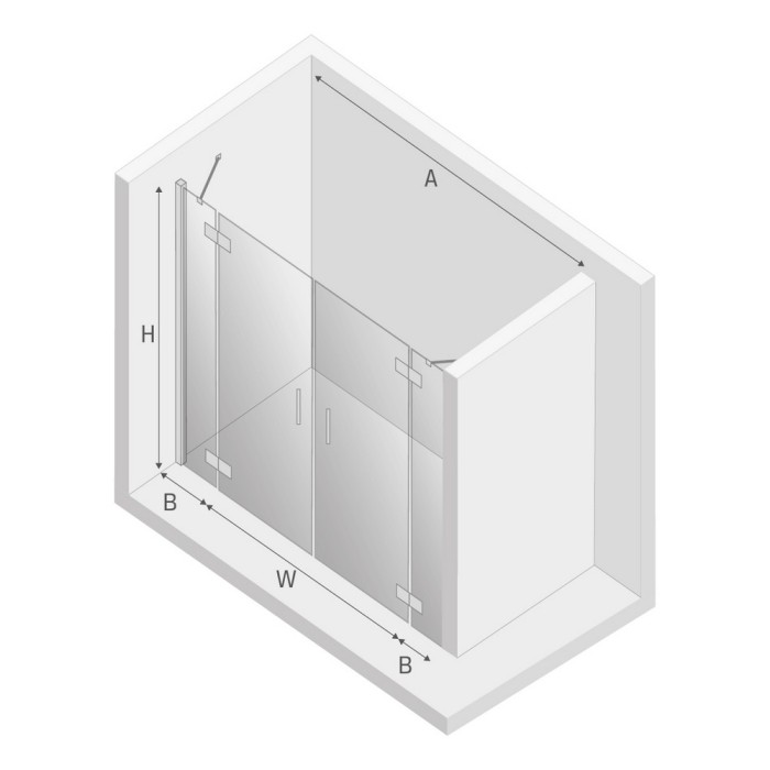 Дверь в нишу new renoma 170x195, New trendy New renoma chrome, хром арт. D-0097A/D-0098A