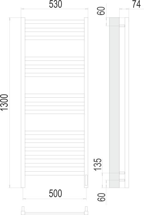 Terminus электрический полотенцесушитель енисей п15 500х1300 электро (sensor quick touch), электрика люкс арт. 4670078526274