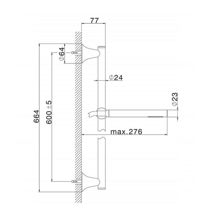 Cisal душевой гарнитур l=664мм, шланг и ручной душ 1 режим vi00311021 vita, цвет: хром