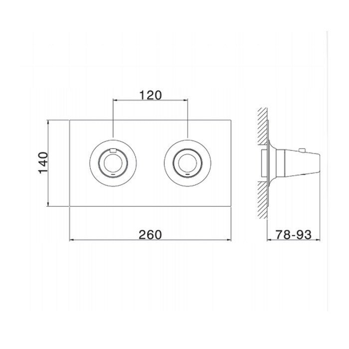 Cisal смеситель встраиваемый для душа на 2 выхода vi01914021 vita, цвет: хром