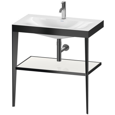 Duravit напольная консоль xviu/c-bonded  xv4715ob285 с умывальником viu, 800 мм х 850 мм, xviu, xv4715ob285 цвет: черный матовый/белый глянцевый лак