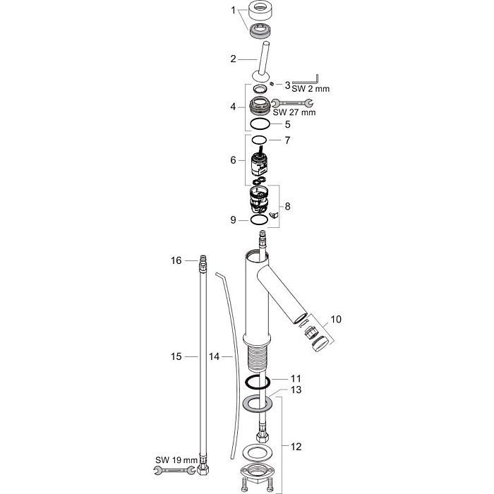 AXOR смеситель для раковины, Starck, полированный черный хром арт. 10116330