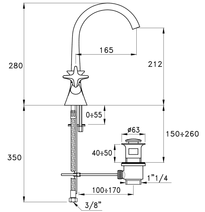 Stella смеситель для раковины, 130, хром арт. ct00004cr00