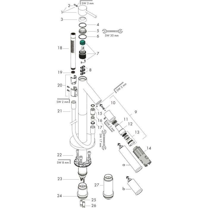 AXOR напольный смеситель для ванны, Starck, шлифованное красное золото арт. 10456310