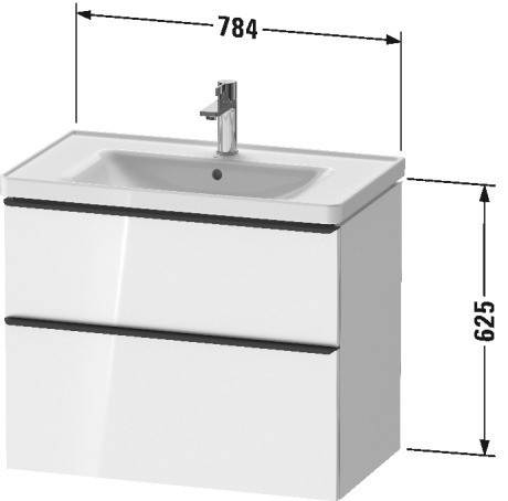 Duravit тумба подвесная под раковину 784 мм х 452 мм, d-neo, de435502121 цвет: орех темный