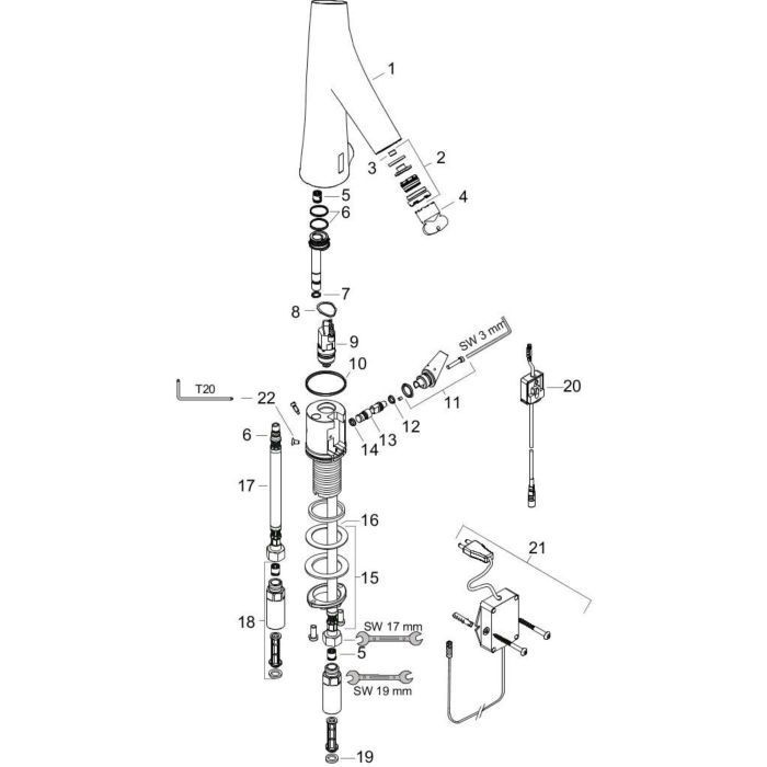 AXOR электронный смеситель для раковины, Starck Organic, хром арт. 12173000