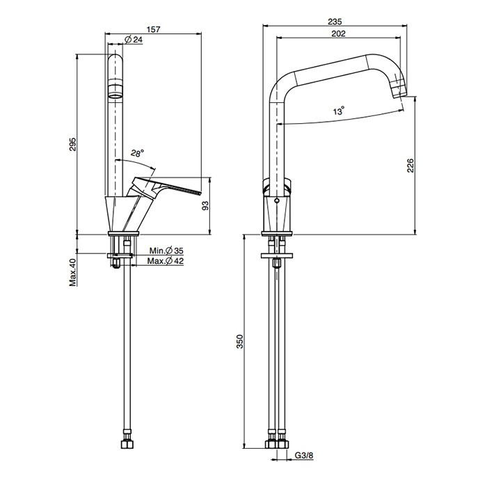 Fima Carlo Frattini смеситель для кухни, на 1 отв., kitchen, хром арт. f3797/1cr.es