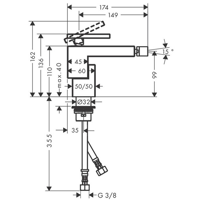 AXOR смеситель для биде, Edge, хром арт. 46211000