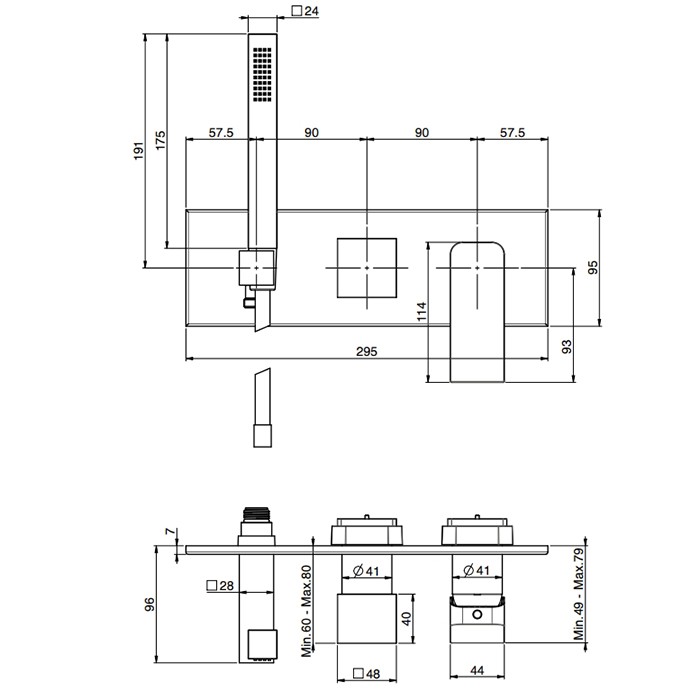 Fima Carlo Frattini смеситель для душа, встраиваемый, на 2 источника, с ручным душем, fit, хром арт. f3399wx2cr