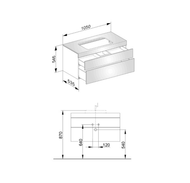 Keuco тумба подвесная под раковину без отверстия под смеситель, с двумя выдвижными фронтами, edition 400, трюфель арт. 31572 380000