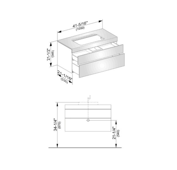 Keuco тумба подвесная под раковину без отверстия под смеситель, с двумя выдвижными фронтами, edition 400, трюфель арт. 31572 380000