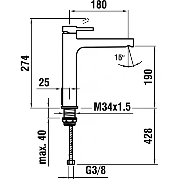 LAUFEN смеситель для раковины без донного клапана, TWINPLUS - 3.1162.8.004.130.1