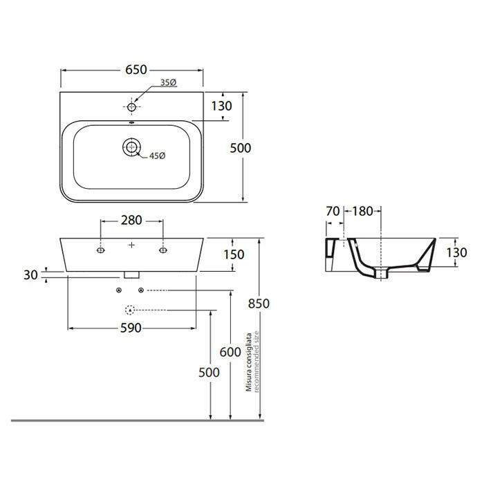 Azzurra Раковина 50x65 Build, BULP06550T0MBI*1 цвет: белый