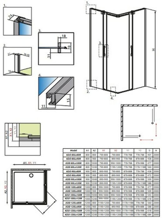 Radaway душевая дверь kdd 90 r профиль хром стекло прозрачное, Espera - 380151-01R