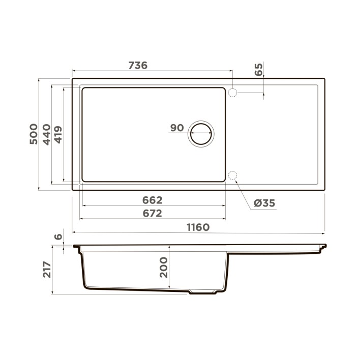 Omoikiri кухонная мойка Sintesi 116, белый арт. 4997121