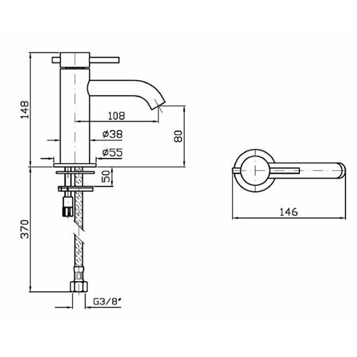 Zucchetti смеситель для раковины, на 1 отв., helm, brushed total black pvd арт. zhe687.xp81