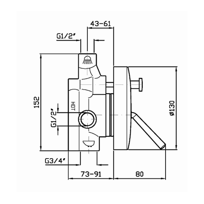 Zucchetti встроенный однорычажный смеситель с дивертером, isystick, хром арт. zp1605 r99614