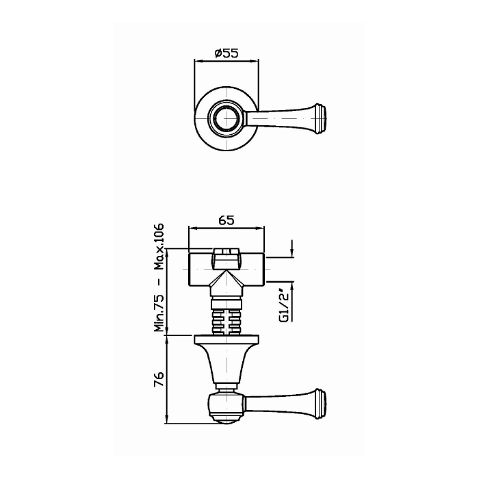 Zucchetti смеситель с настенным клапаном, agora classic, хром арт. zal729 r99779