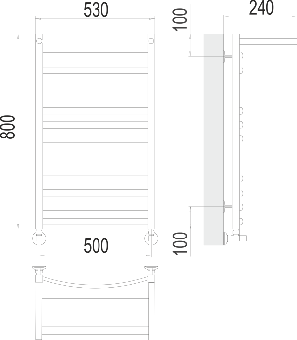 Terminus водяной полотенцесушитель енисей с/п п10 500х800, стандарт арт. 4670078529565