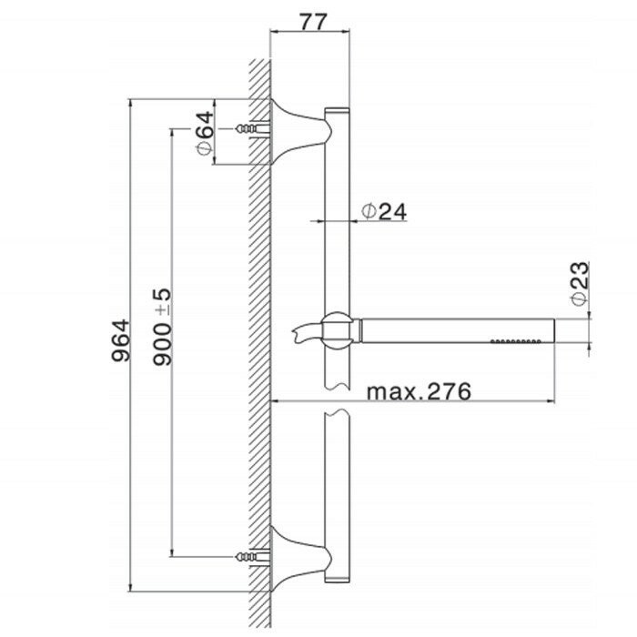 Cisal душевой гарнитур l=964мм, шланг и ручной душ 1 режим vi00311121 vita, цвет: хром