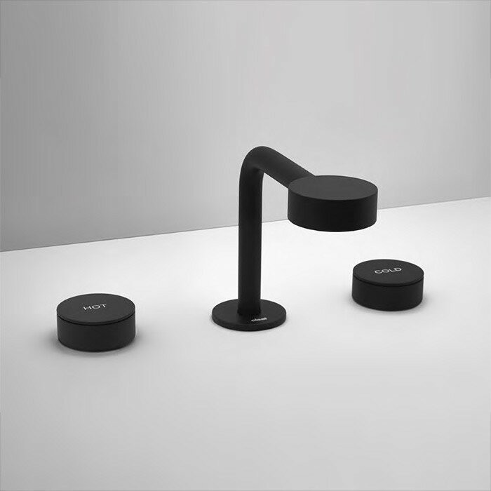 Cisal смеситель для раковины на 3 отверстия с донным клапаном sm00102040 slim, цвет: черный