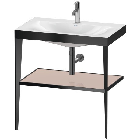 Duravit напольная консоль xviu/c-bonded 800 мм х 850 мм, с умывальником viu, xviu, xv4715ob210 цвет: черный матовый/абркосово-жемчужный глянцевый лак