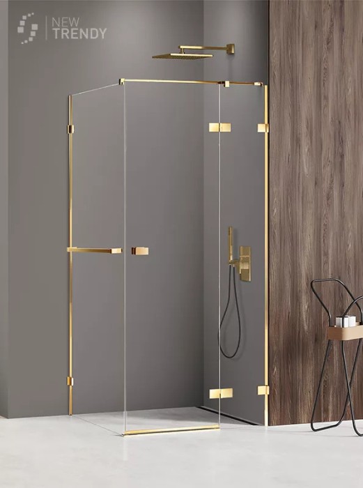 Душевое ограждение shine r 80x90x200, New trendy Avexa gold, золото арт. EXK-3194