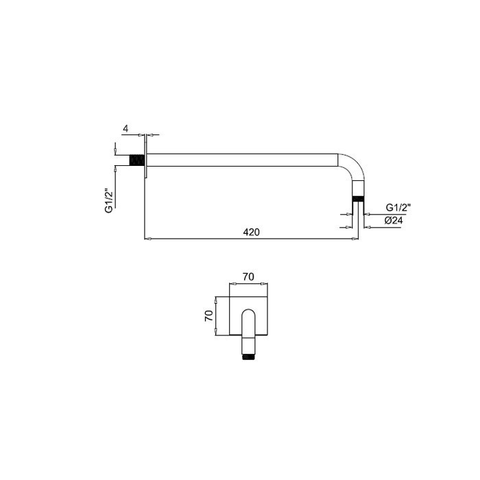 Almar держатель верхнего душа, shower arms, e021116.mb цвет: черный