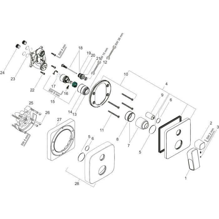 AXOR смеситель для ванны, Urquiola, сталь арт. 11425800