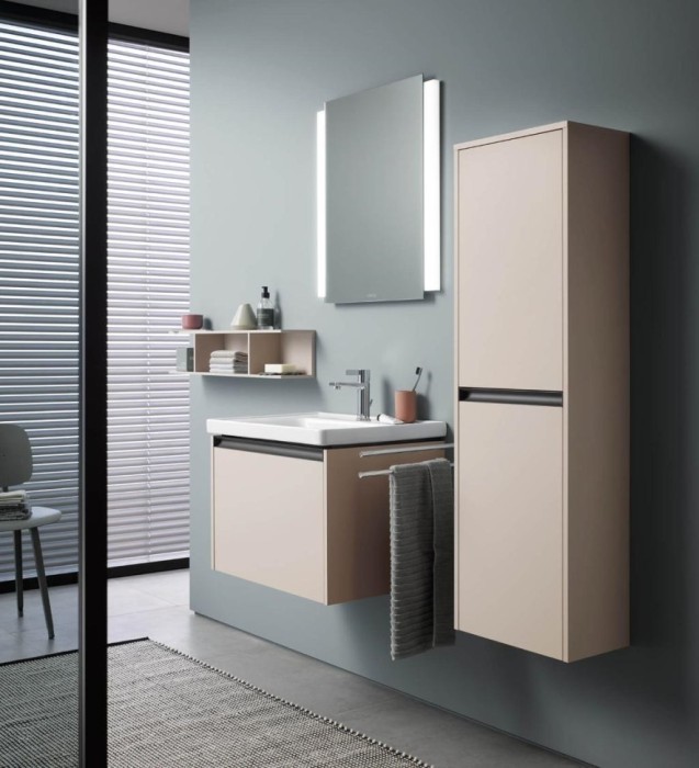 Duravit средний шкаф с двумя дверцами петли справа 240 мм х 400 мм х 1320 мм, ketho.2, k21319r83830000 цвет: серо-коричневый матовый