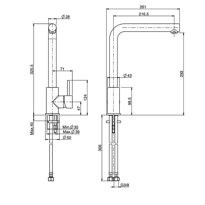 Fima Carlo Frattini смеситель для кухни, на 1 отв., kitchen, нержавеющая сталь арт. f7024/binox