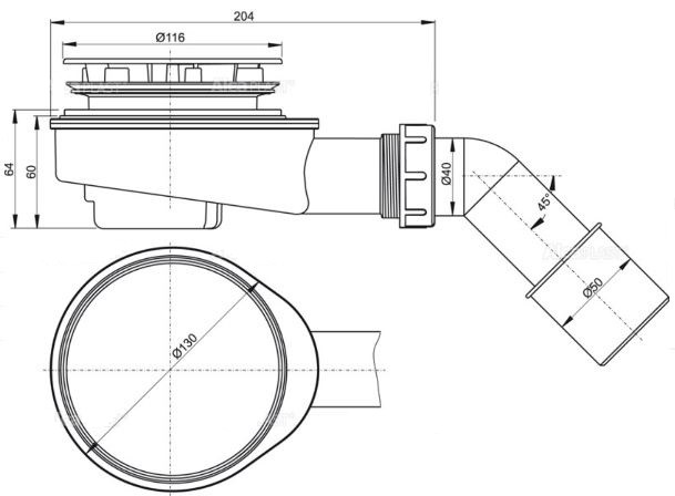 Сифон для поддона 90 мм., Alcaplast, арт. A491CR