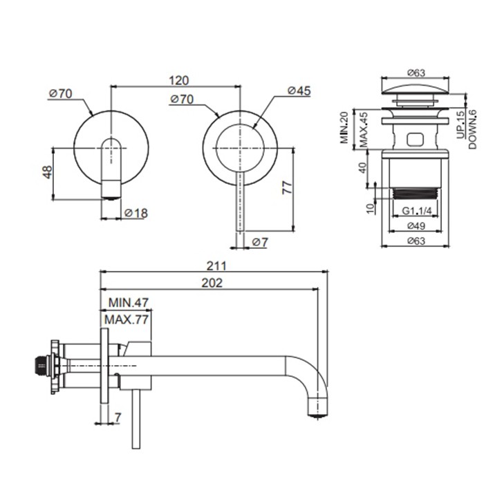 Fima Carlo Frattini смеситель для раковины, встраиваемый, излив: 20.2см., spillo steel, нержавеющая сталь арт. f3081wlx9inox