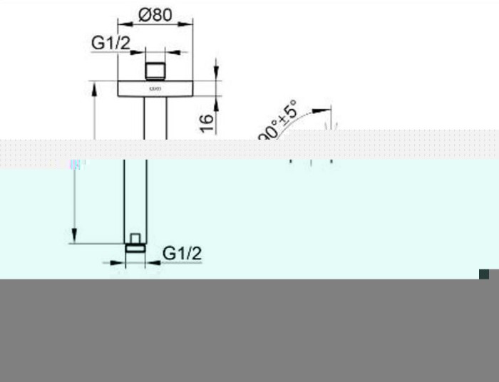 Keuco держатель для верхнего душа потолочный с круглым отражателем, universal, хром арт. 51689 010300