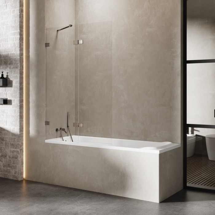 Шторка для ванны 110x150 l, New trendy Avexa gunmetal brushed, оружейная сталь арт. EXK-3523