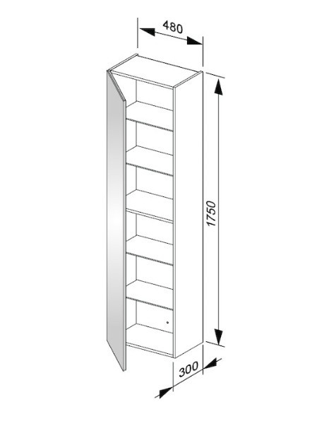 Keuco высокий шкаф-пенал петли слева 300 мм х 480 мм х 1750 мм, plan, кашемир арт. 32930 180001