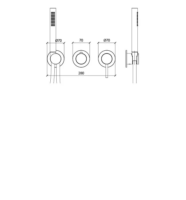 Внешняя часть однорычажного смесителя с переключателем на 2-3 положения с модулем ручного душа, Almar Modular Round, никель арт. E180142.NB