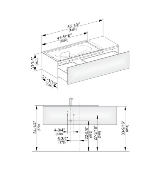Keuco тумба подвесная под раковину слева с одним выдвижным фронтом, с внутренней светодиодной подсветкой, edition 11, кашемир арт. 31163 180100