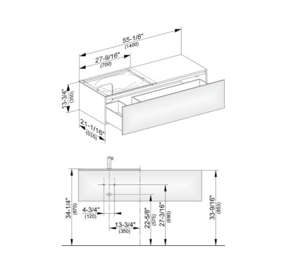 Keuco тумба подвесная под раковину слева с одним выдвижным фронтом, edition 11, антрацит арт. 31165 110000