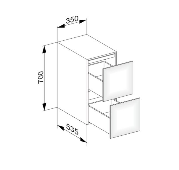 Keuco тумба боковая подвесная с двумя выдвижными фронтами, edition 11, черный арт. 31321 570000