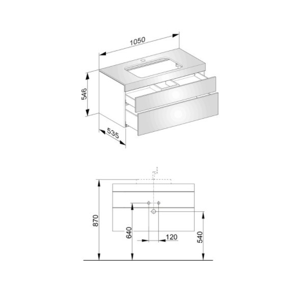 Keuco тумба подвесная под раковину с отверстием под смеситель, с двумя выдвижными фронтами, edition 400, белый арт. 31582 380100